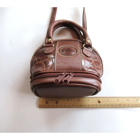 MODA Brand Women Bag Small Crossbody Handles Semicircular Brown Faux Crocodile - Picture 13 of 16